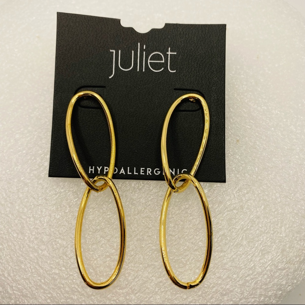 Earrings Golden Loops Pierced. - Picture 4 of 7